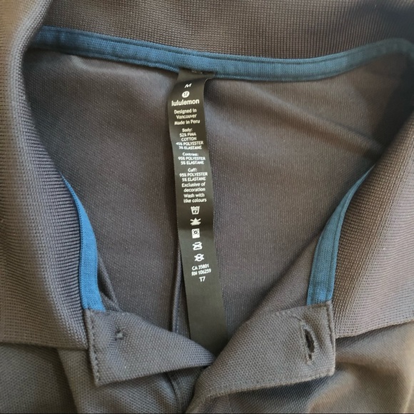 NWOT Lululemon Golf Shirt Mens Med Dark Grey and Teal Trim - Picture 9 of 11